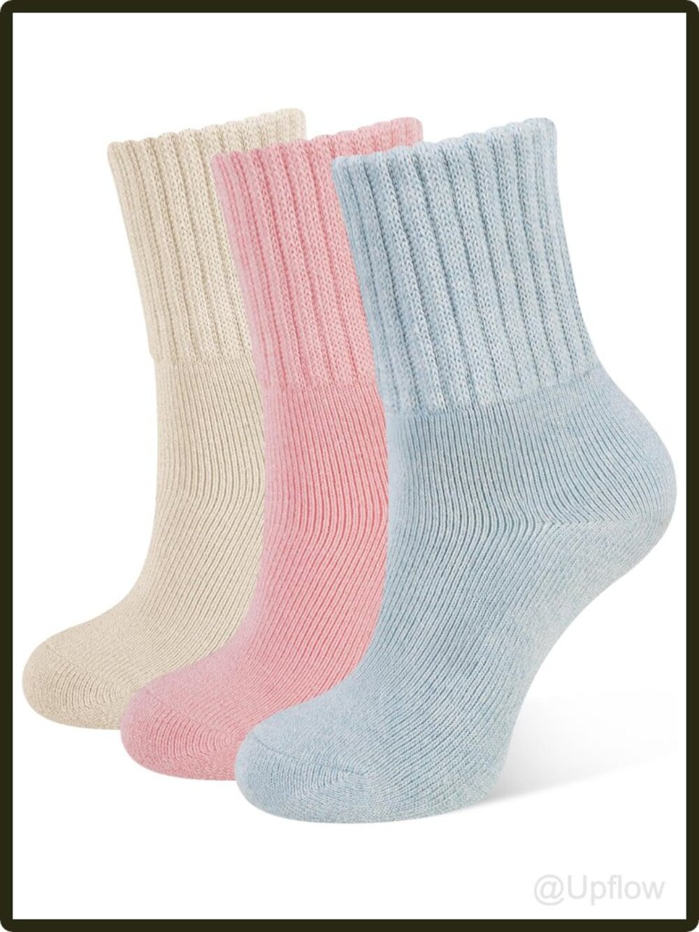 Women's Thick Warm Winter Crew Boot Socks 3 Pairs Combed Cotton Blend